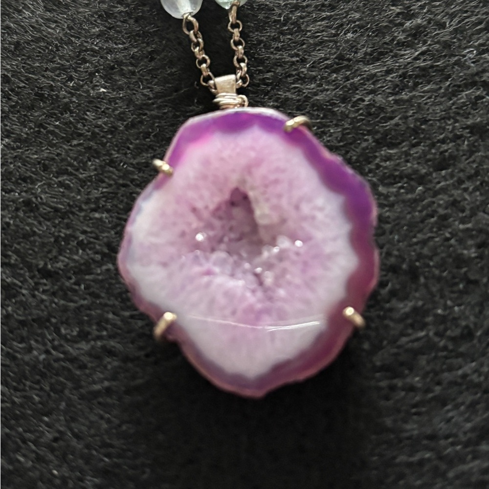 Amethyst Crystal Geode necklace